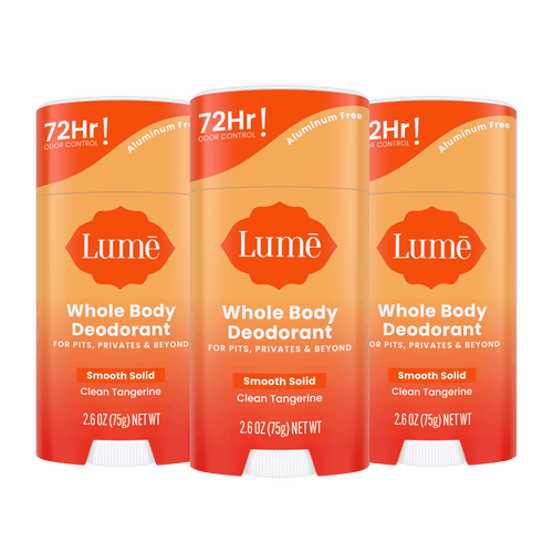3 orange stick deodorants in the scent Clean Tangerine