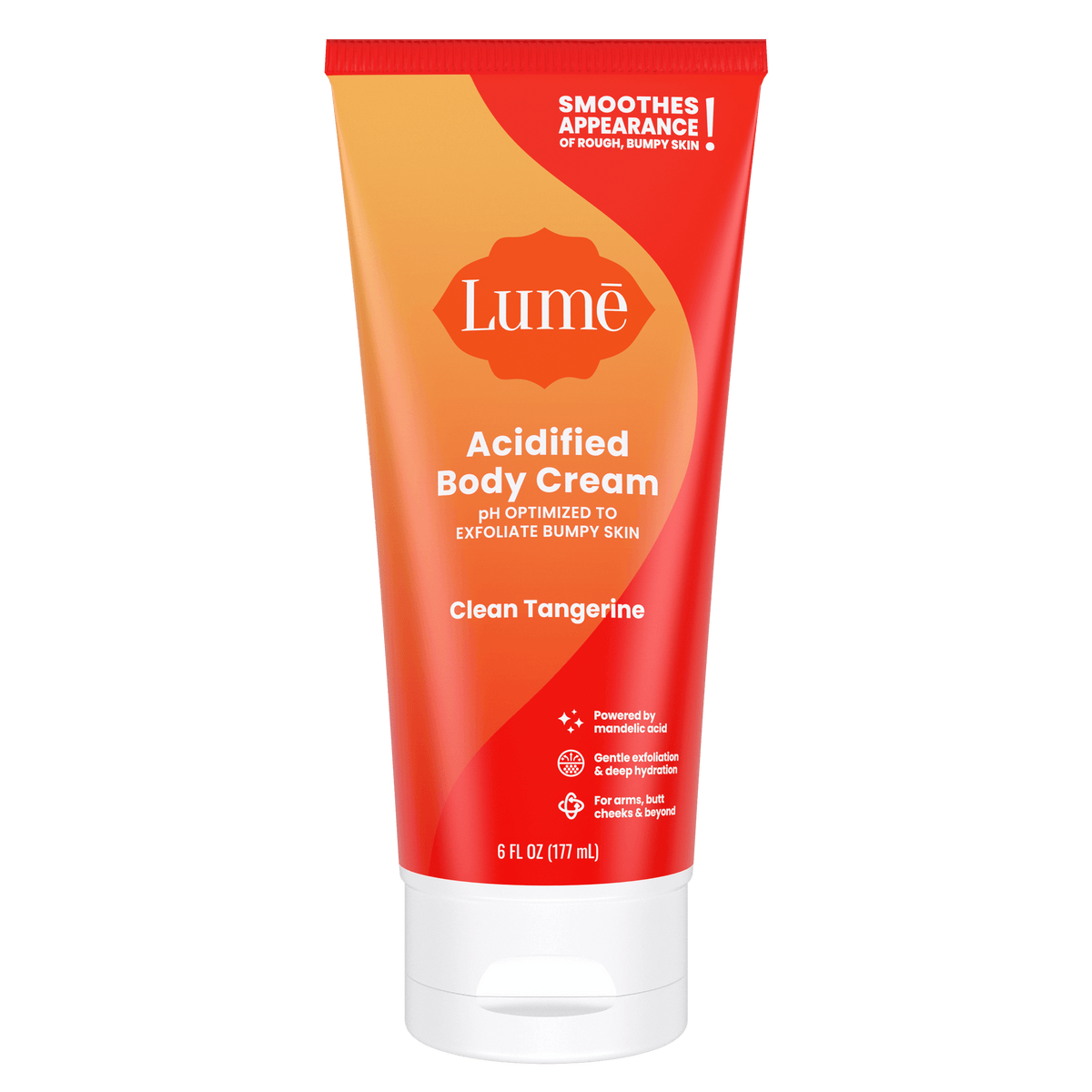 Orange Lume clean tangerine acidified body cream against a white background